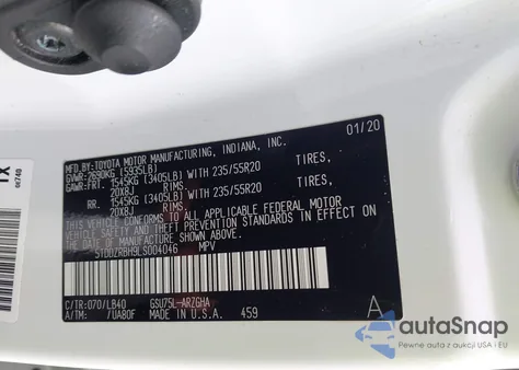 2020 Toyota Highlander Limited z USA, uszkodzony, nr VIN 5TDDZRBH9LS004046